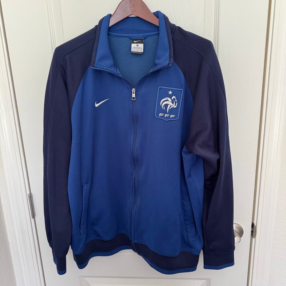 Nike France FFF World Cup Full Zip Sweatshirt Jacket Men’s XL Blue Black Pockets